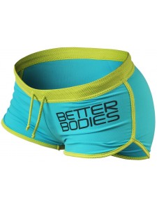Better Bodies Contrast Hotpants, Aqua Lime
