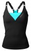 Better Bodies Deep V-Singlet, Black/Aqua